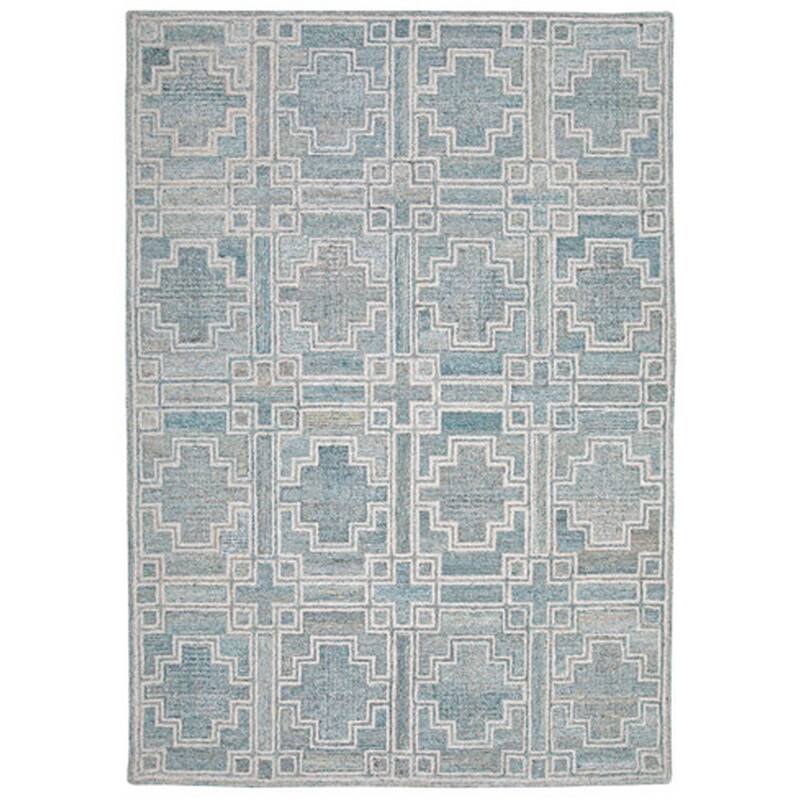 Lesy 5 x 7 Medium Area Rug, Hand Tufted Geometric Design, Gray, Ivory Wool - 5 x 7