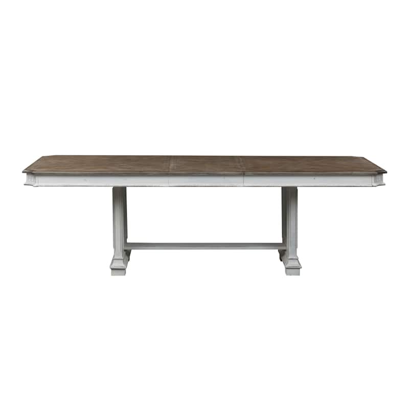 Abbey Park Weathered Brown & Antique White Trestle Table