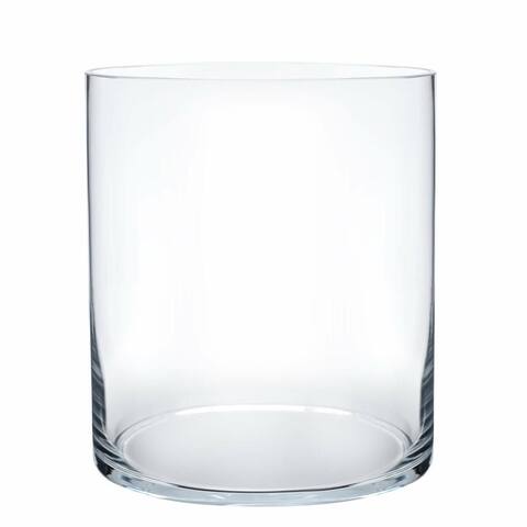 Enova Home Cylinder Shape Clear Flower Glass Vase For Home Garden Decoration