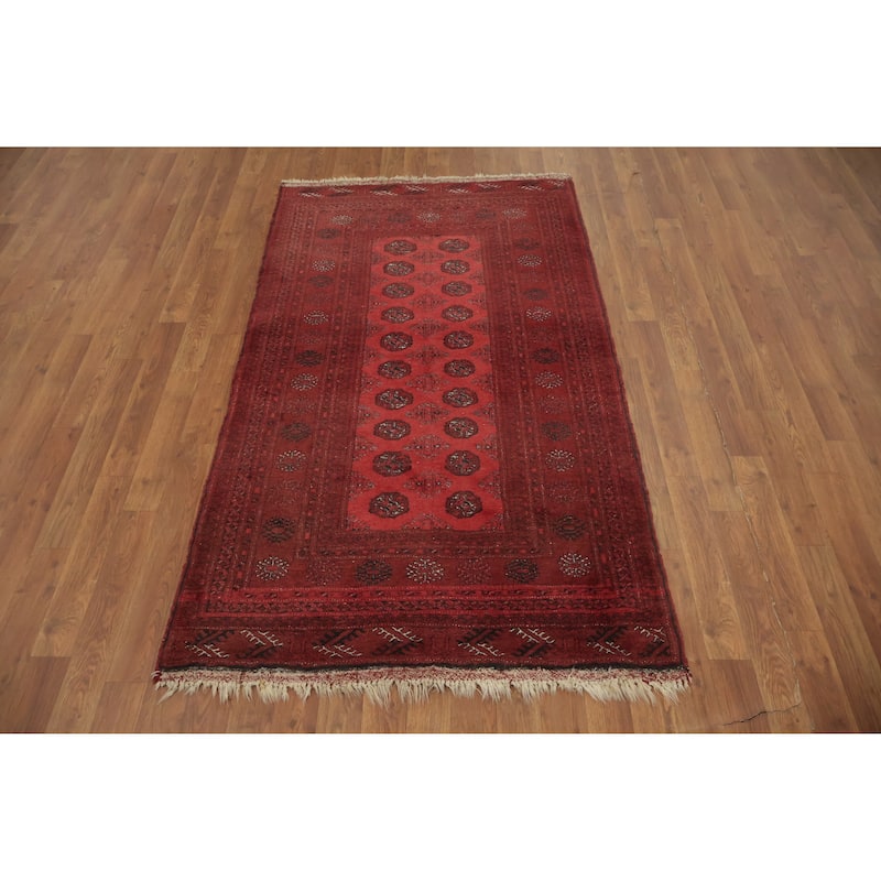 Hand Knotted Oriental 100% Wool Carpet Traditional Geometric Red Balouch Area Rug - 5' 11'' X 3' 4''