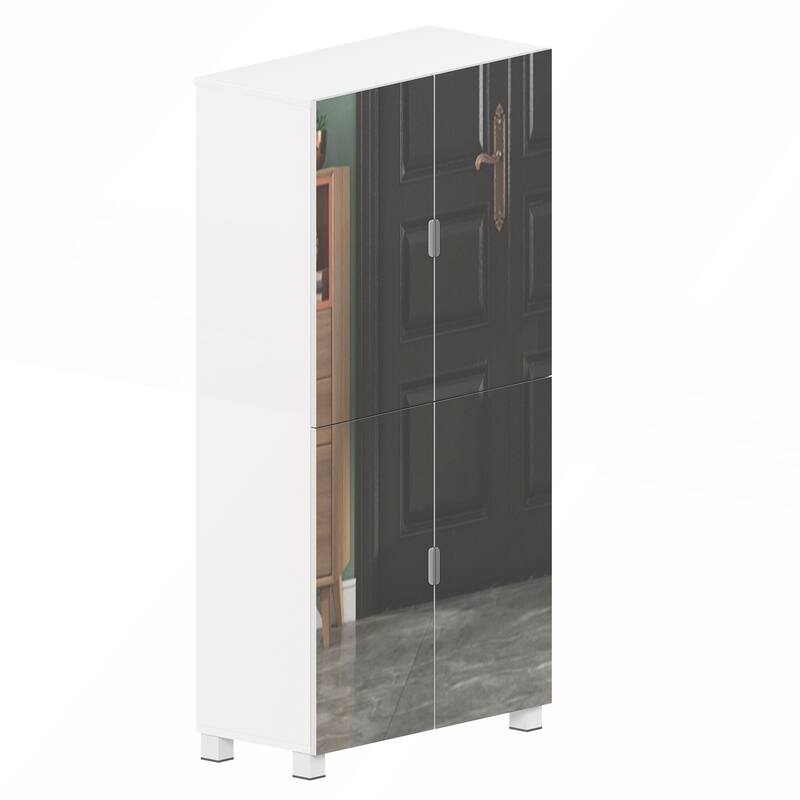 8 Tier Shoe Storage Cabinet with Mirror Door