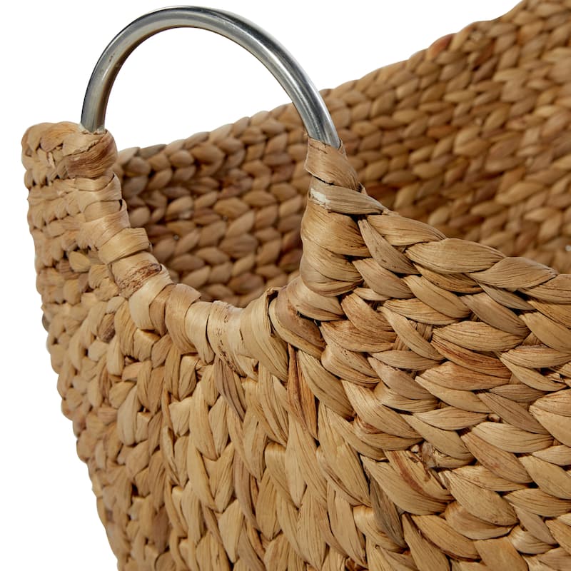 Seagrass Handmade Woven Storage Basket with Metal Handles - Set of 4 Brown - Roche River Decor - 16"Wx21"Lx18"H