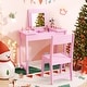 preview thumbnail 3 of 18, Gymax Kids Vanity Table & Chair Set 2-in-1 Princess Makeup Dressing