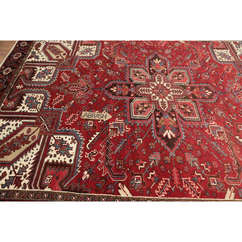 Hand Knotted Oriental 100% Wool Carpet Traditional Medallion Red Heriz Area Rug - 9' 5'' X 7' 10''