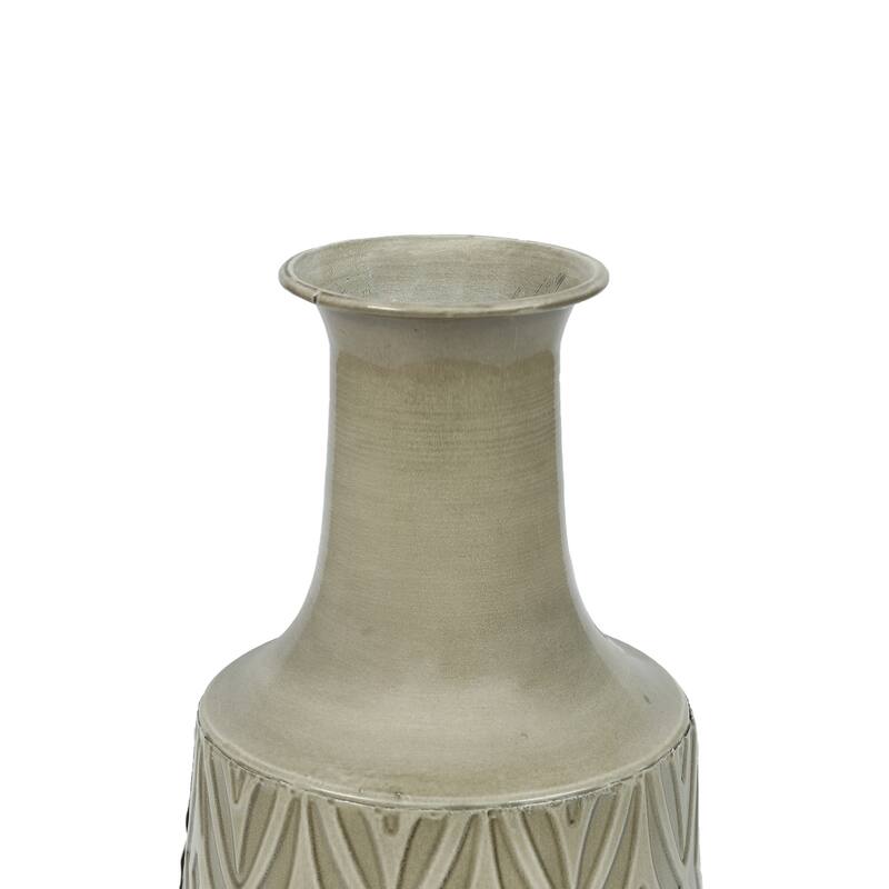 Vintage Grey and Green Metal Bottle Vases (Set of 2)