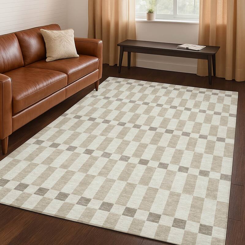 Machine Washable Indoor/ Outdoor Modern Augusta Chantille Rug