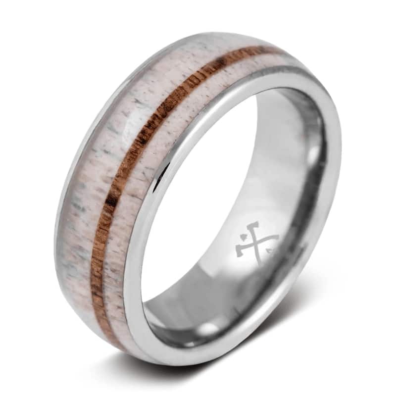 Manly Bands THE ELK Tungsten with Inlay 8mm Polished Band