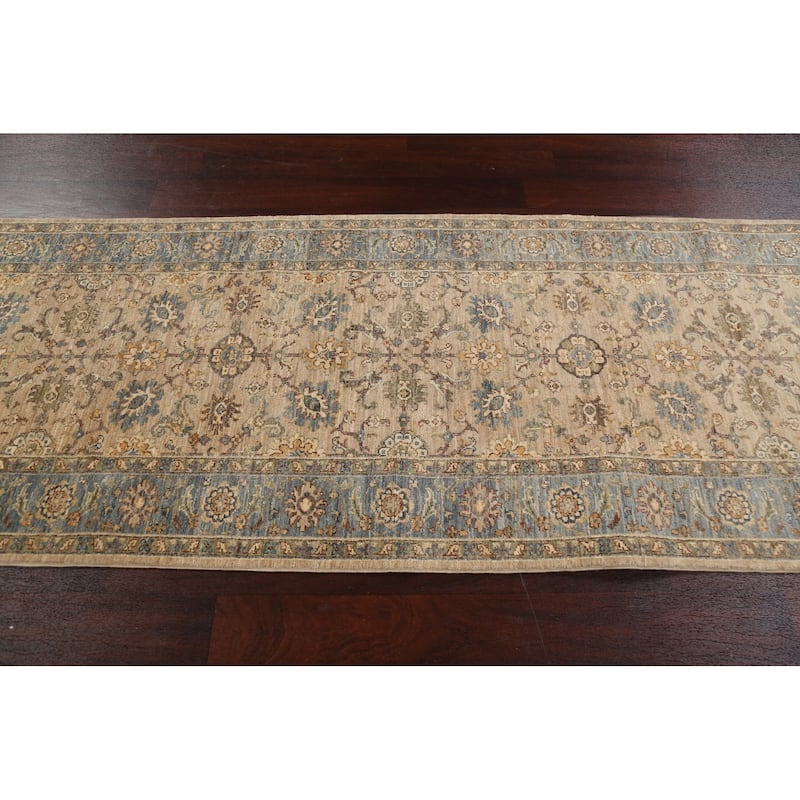 Vegetable Dye Floral Ziegler Oriental Runner Rug Hand-knotted Carpet - 2'11" x 11'4"