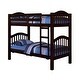 preview thumbnail 2 of 4, Twin Over Twin Bunk Bed, Pine Wood, Slatted Headboard, Espresso Brown