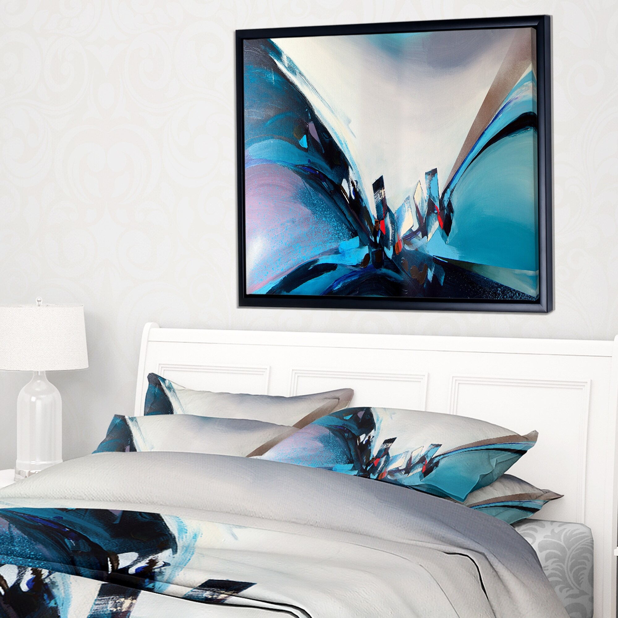 Shop Designart Blue Panoramic Abstract Design Abstract Framed