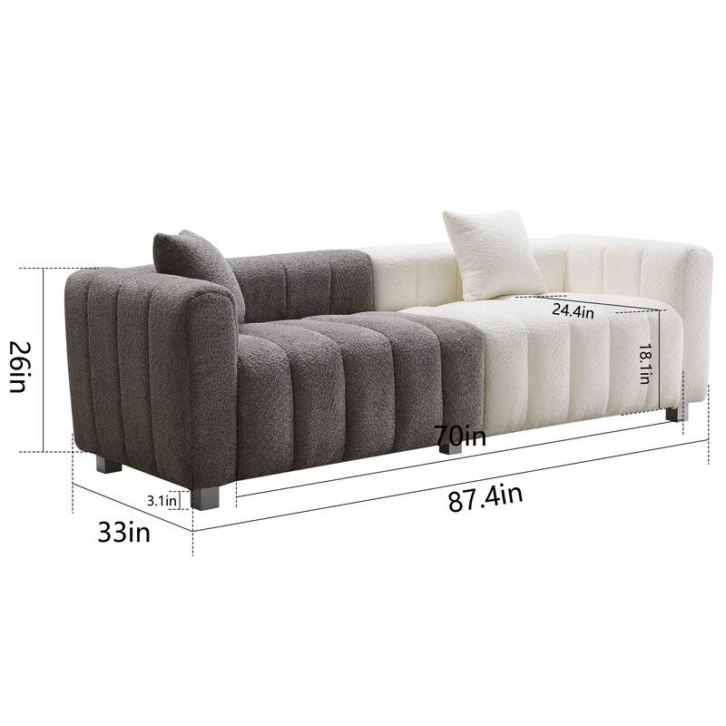 Modern Bubble Upholstered Couch Sofa with Metal Base Legs and 2 Pillows for Living Room and Guest Room