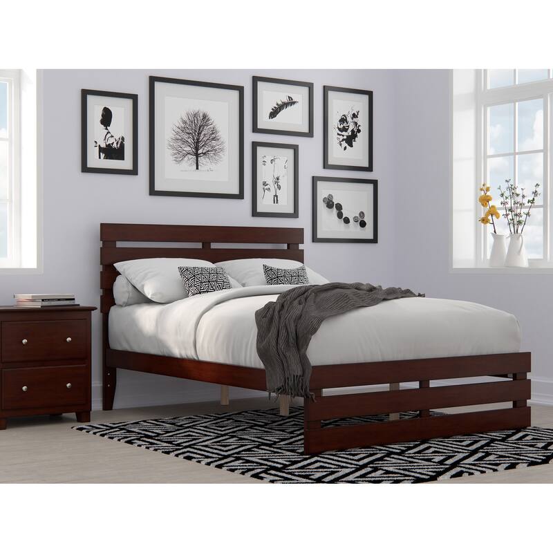 Oxford Bed with Footboard and USB Turbo Charger - Walnut - Full