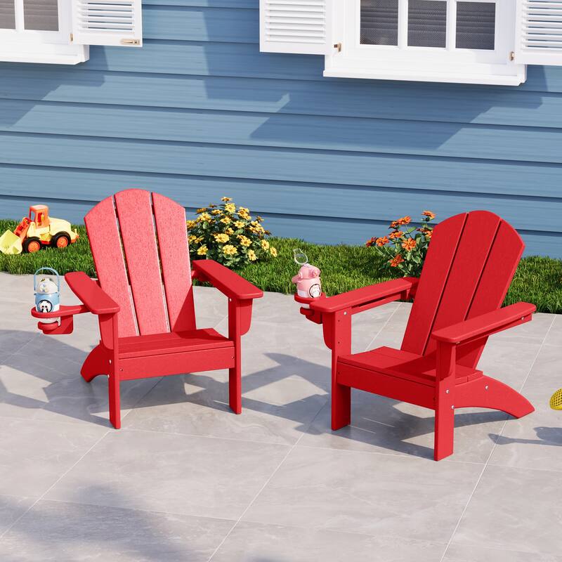 Laguna Kids Outdoor Poly Adirondack Chair with Cup Holder (Set of 2)