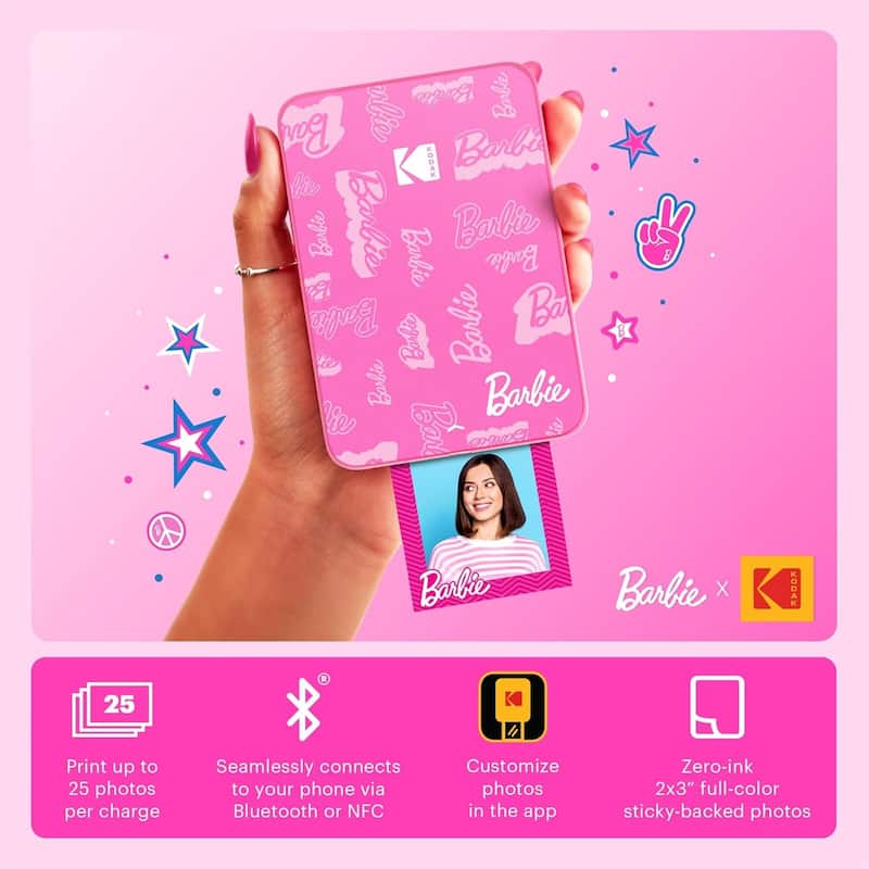 Kodak x Barbie Step Slim Instant Portable Photo Printer Barbie Starter Bundle (Signature Style) - Pink - N/A - Pink