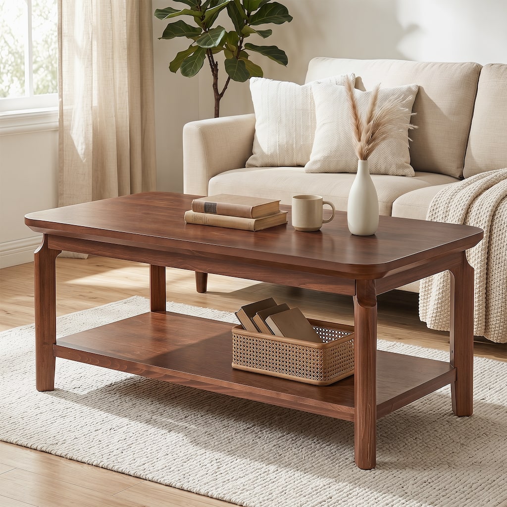 47 Inch Industrial Coffee Table with Storage for Entertainment Center