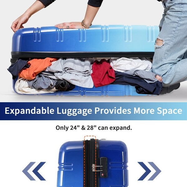 Luggage Sets 3 Piece(20/24/28) Gradient Color Suitcase with Wheels