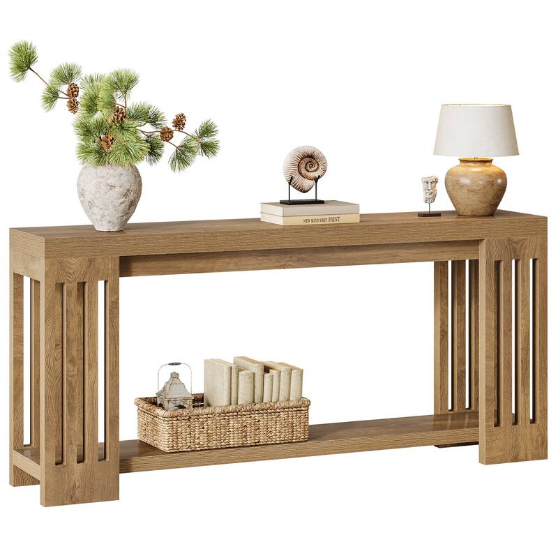 70.9-Inch Console Table, 2-Tier Sofa Table, Long Entryway Table for Living Room, Hallway, Entrance, Foyer