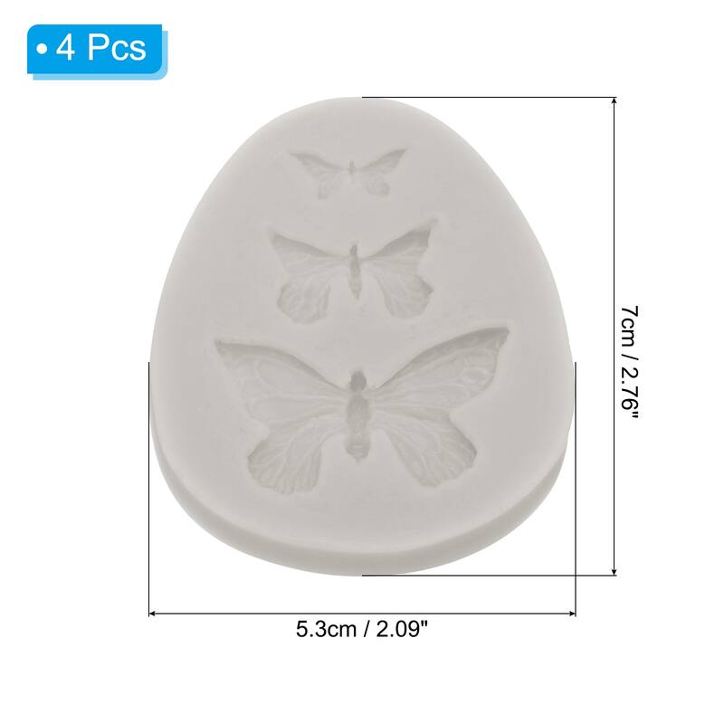 4PCS Polymer Clay Mold, Fondant Mold 3 Butterfly Mold Silicone Rose - Grey