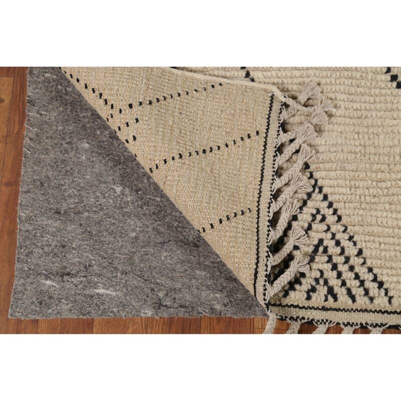 Chevron Moroccan Oriental Area Rug Hand-Knotted Wool Carpet - 6'7"x 10'2"