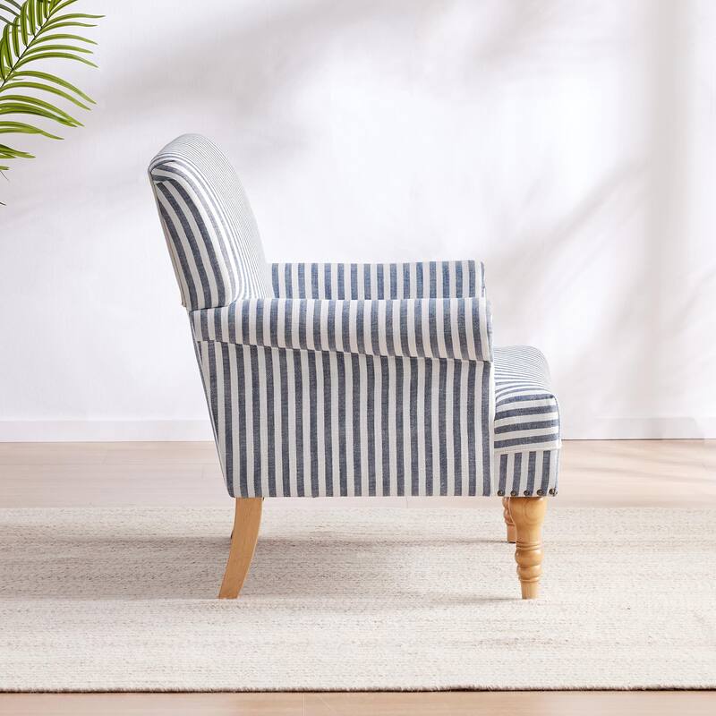 Rolled Armchair Accent Chair Set of 2 Blue/ Grey/ Brown