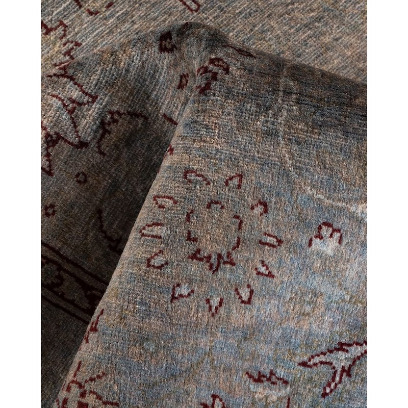 Overton Hand Knotted Wool Vintage Inspired Modern Contemporary Overdyed Gray Area Rug - 3' 3" x 5' 1"