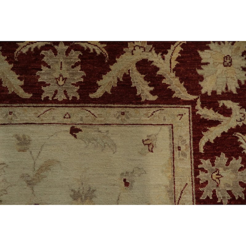 Hand Knotted Oriental 100% Wool Carpet Traditional All-Over Beige & Ivories Peshawar Area Rug - 7' 9'' X 8' 1''