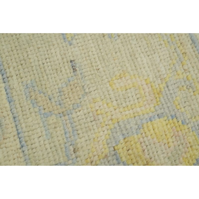 Vegetable Dye Wool Oushak Turkish Area Rug, Floral Geometric Carpet - 10' 1'' X 8' 3''