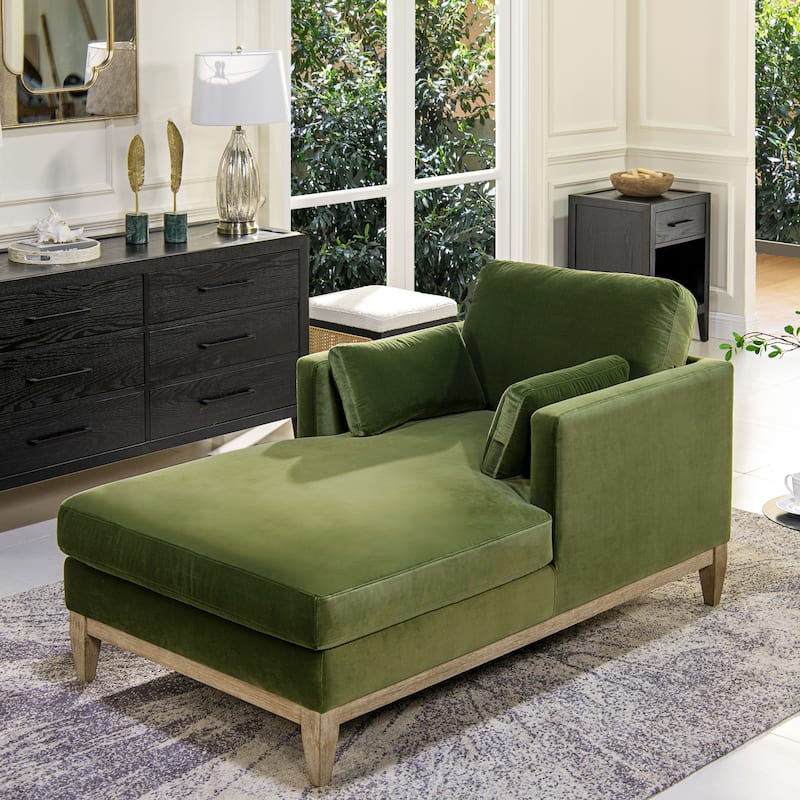 Knox 65" Modern Farmhouse Performance Velvet Chaise Lounge Chair