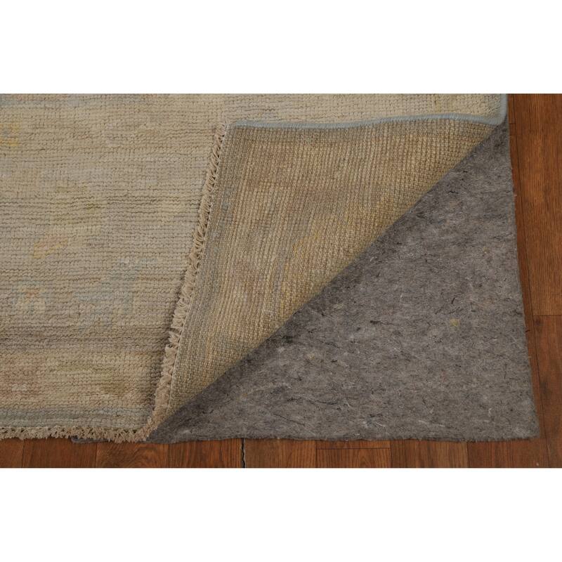 Blue Floral Oushak Turkish Area Rug Hand-Knotted Wool Carpet - 8'4"x 10'0"