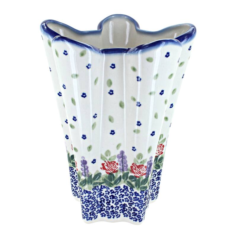 Blue Rose Polish Pottery 30-4 WR Unikat Large Vase - Roses are Red