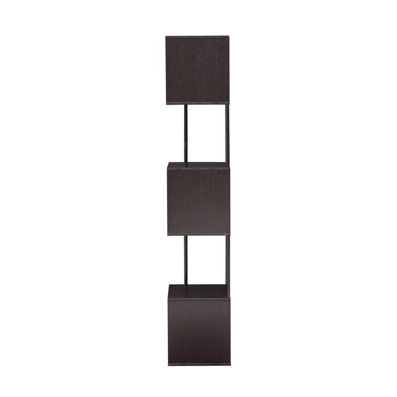 Furniture of America Linnea Modern 5 Tier Accent Corner Bookcase, Freestanding Display Bookshelf with Metal Post