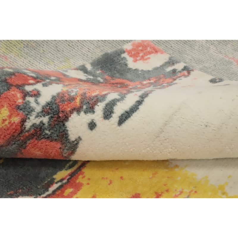 Hand Knotted Oriental Viscose Silk Carpet Modern Abstract Multi-Colored Abstract Area Rug - 7' 3'' X 5' 8''