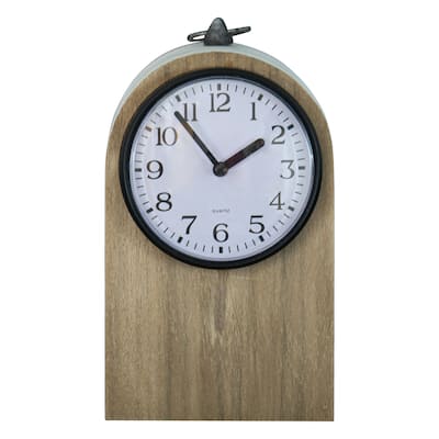 Foreside Home & Garden Rustic White Wood Battery Operated Table Clock