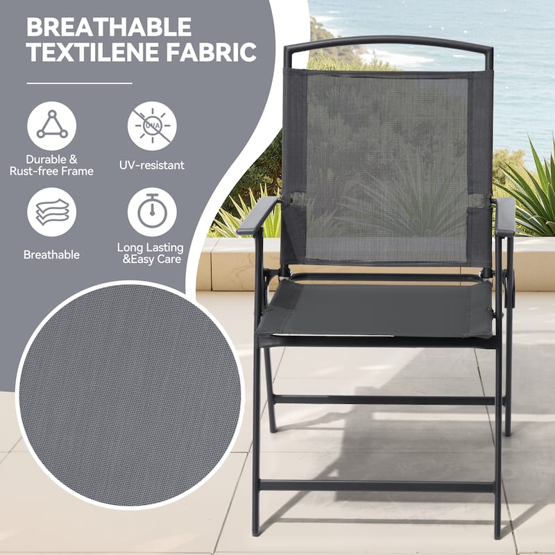 VredHom Outdoor 5-Piece Patio Dining Set with Folding Chairs