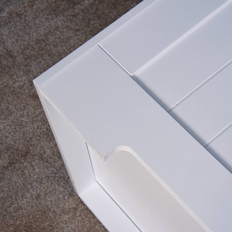 29.9”L White Lift Top Entryway Storage Chest/Bench with 2 Safety Hinge, Wooden Toy Box