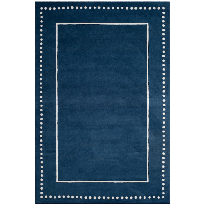 SAFAVIEH Handmade Bella Alverta Dotted Border Wool Rug - 5' x 8' - Navy Blue/Ivory - Rectangle