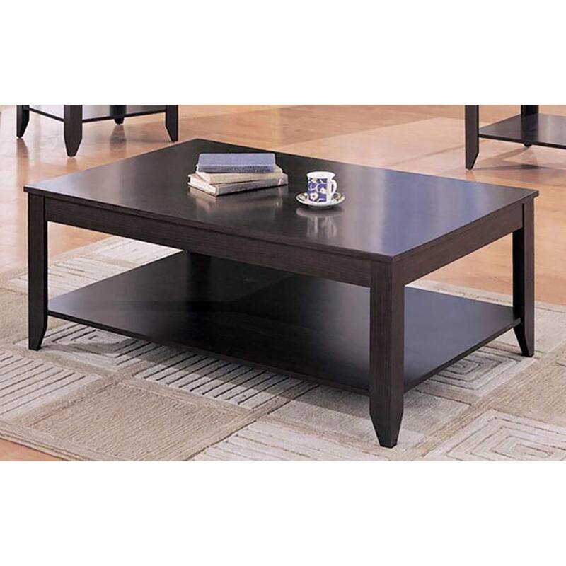 3 Piece Wood Table Set With Bottom Shelf, Cappuccino