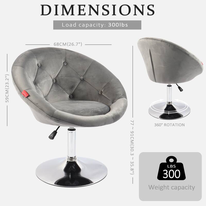 VANITII Accent Chair Swivel Vanity Chair Office Desk Chair Modern Height Adjustable Pink/Grey/White