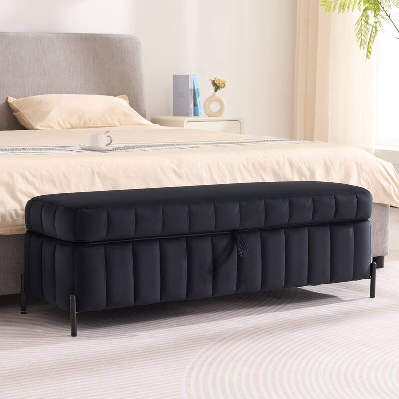 49.2"W Modern Storage Bench,Bedroom Ottoman Bench with Metal Legs