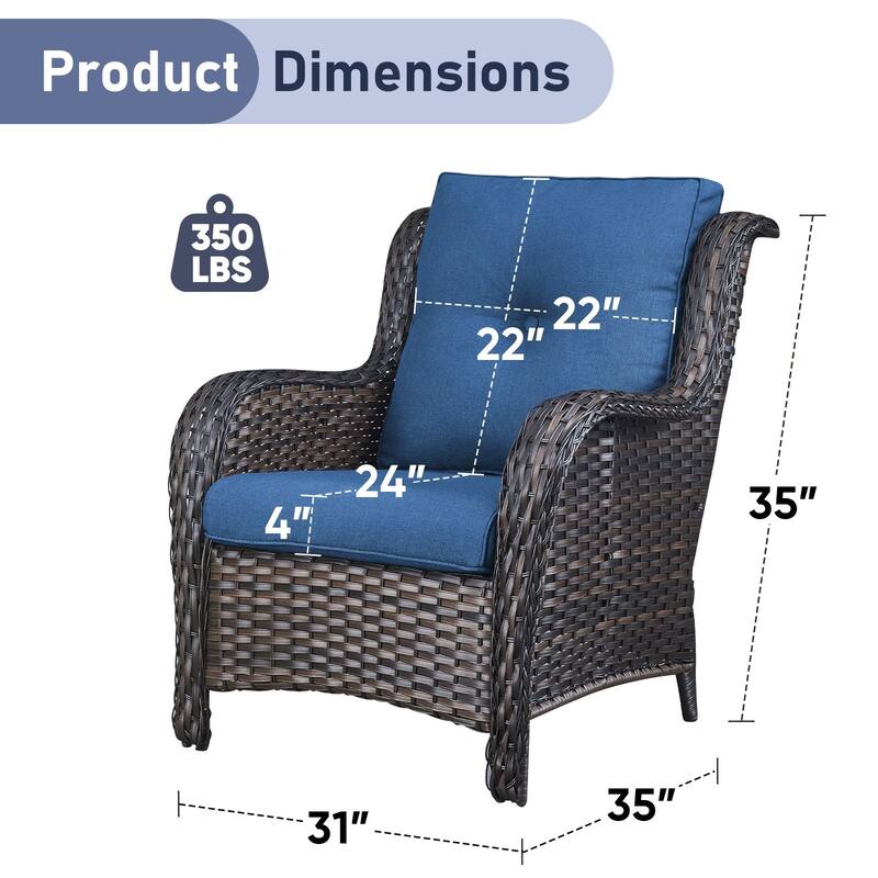 Outdoor Wicker High Back Club Chair Set of 2