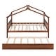 preview thumbnail 6 of 34, Full Size Wooden House Bed with Twin Size Trundle Bed Frame for Kids, Teens, Girls, Boys No Box Spring Needed, Easy Assembly