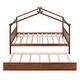 preview thumbnail 37 of 49, Kid Bed Frame Full Size Wooden House Platform Bed with Twin Size Trundle