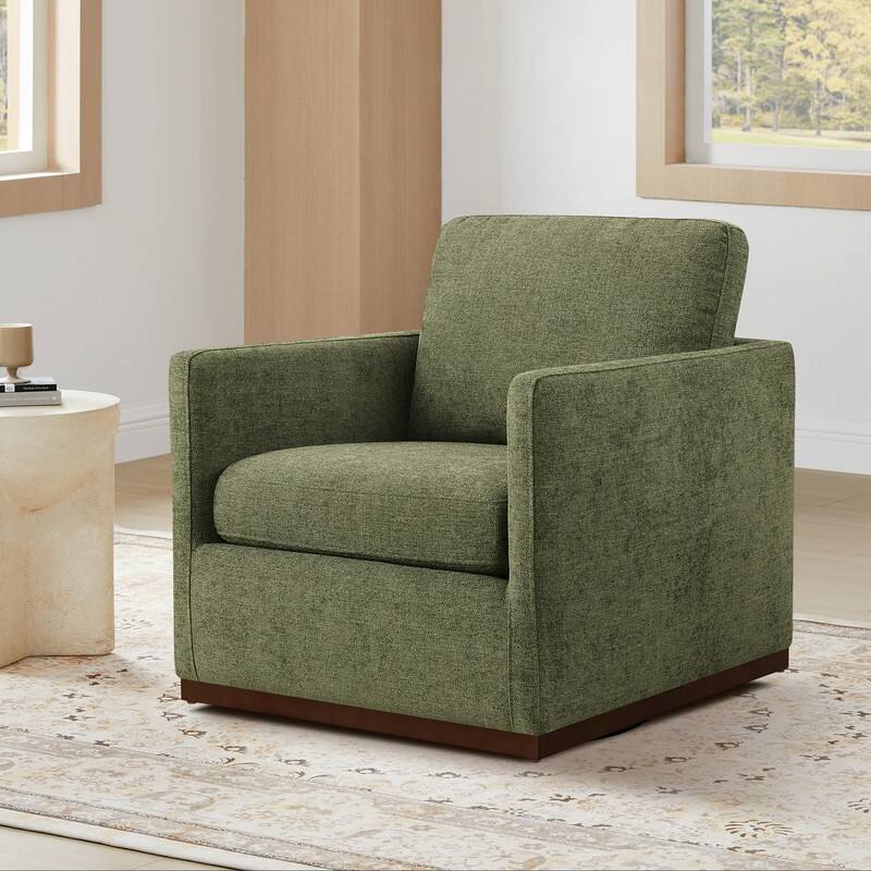 Spruce & Spring Modern Swivel Accent Chair with Wooden Base