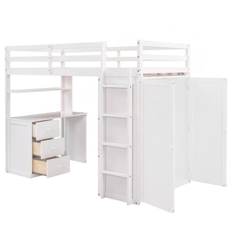 Versatile Twin Loft Bed with Multiple Functions for Space Optimization