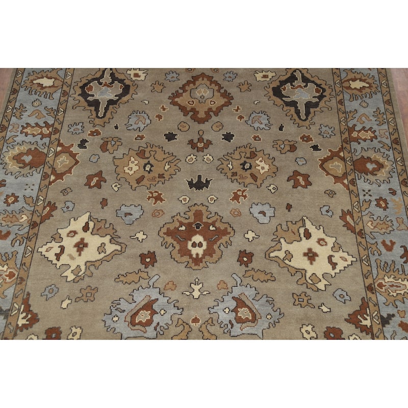 Light Brown Oushak Indian Area Rug Handmade Wool Carpet - 9'2" x 11'10"