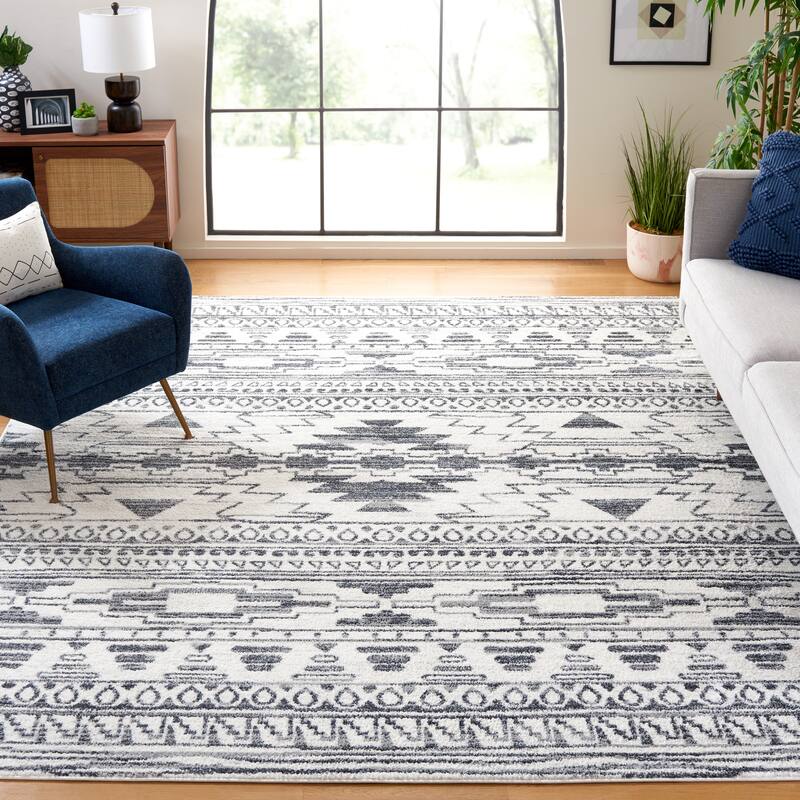 SAFAVIEH Layla Rimma Moroccan Rustic Rug - 9' x 12' - Ivory/Grey
