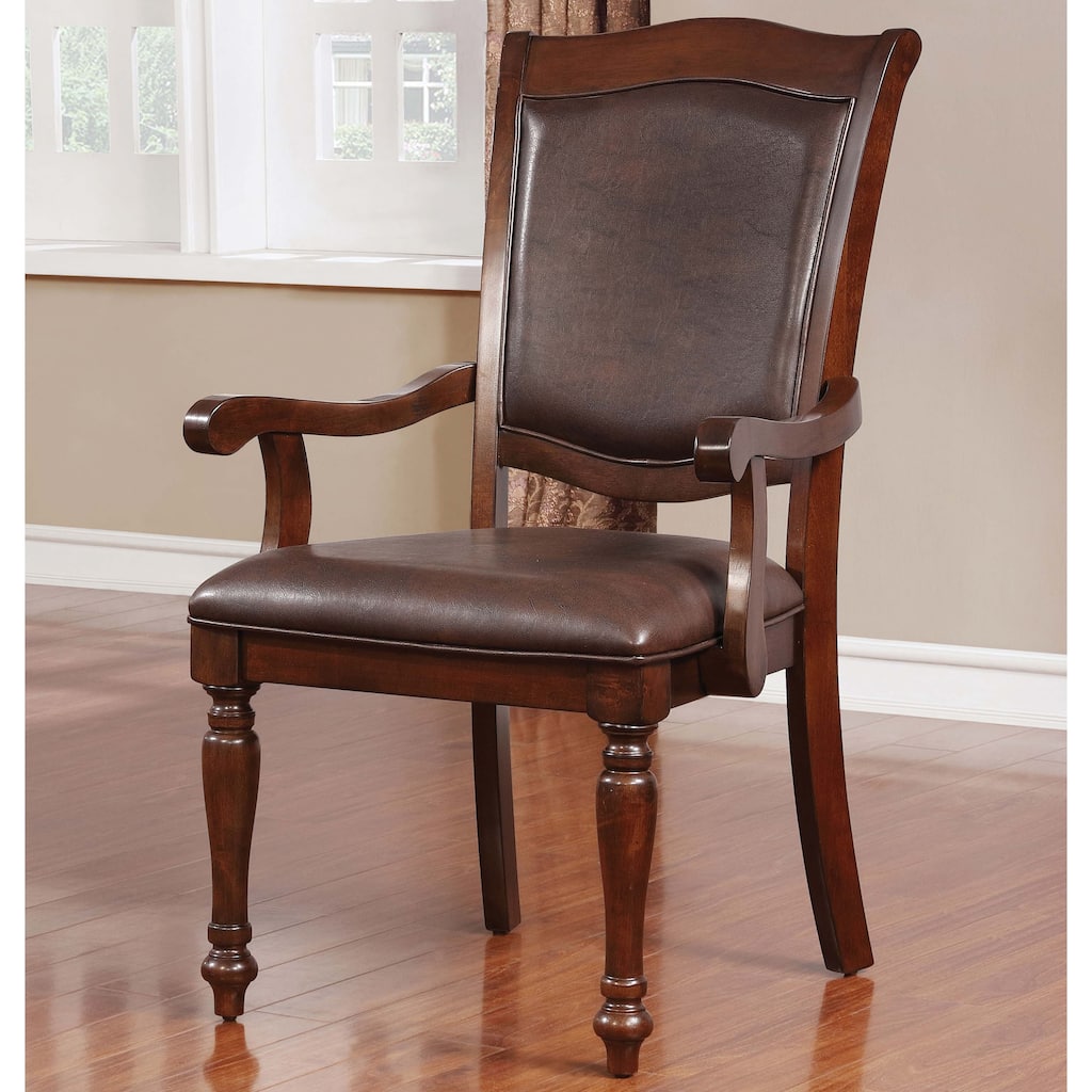 Roke Traditional Faux Leather Dining Arm Chairs (Set of 2) by Furniture of America