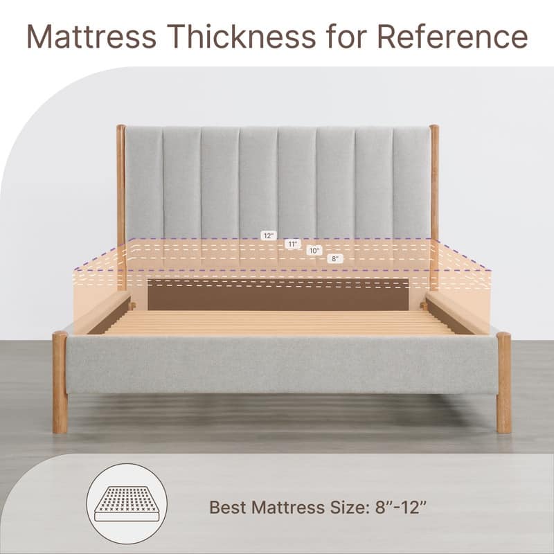 Spruce & Spring Camila Upholstered Platform Bed Frame with Headboard