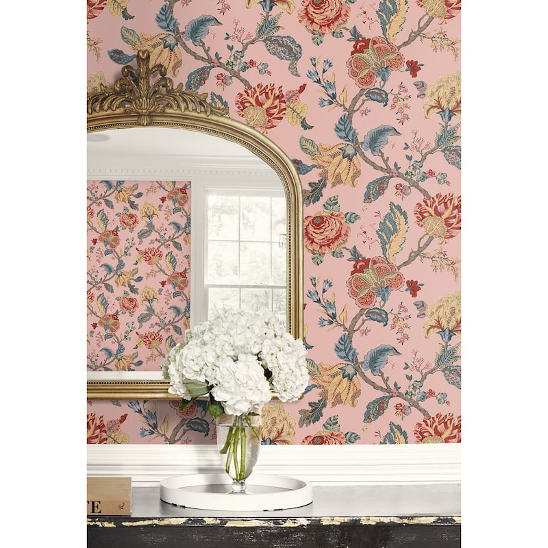 Seabrook Designs Lana Jacobean Prepasted Wallpaper