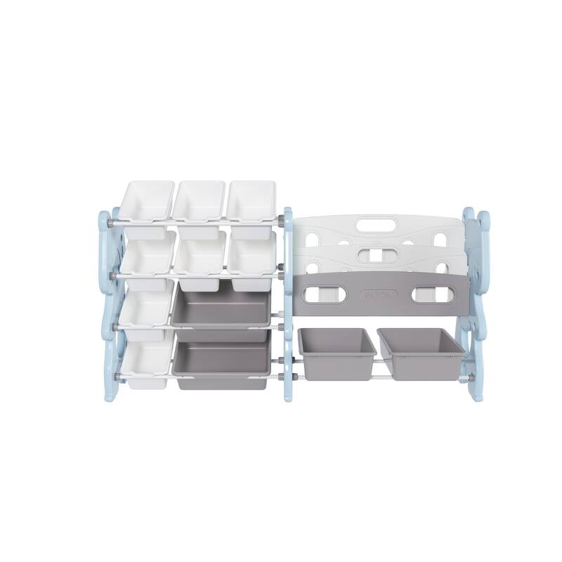 Kids Toy Storage Organizer, Toy Organizer with 2 Tier Bookshelf